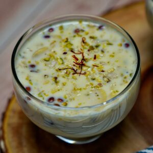 Close-up of creamy Sago Pudding, highlighting the tapioca pearls and rich consistency.