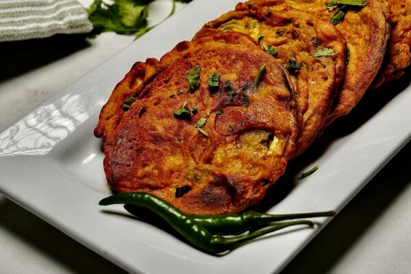 Sliced and cooked eggplant showing amazing texture.